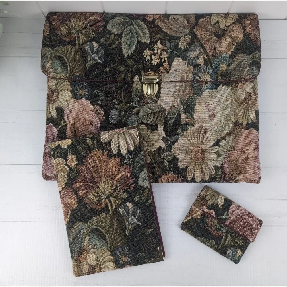 Vintage Charles of Laguna Floral Tapestry Laptop Bag & Accessories Grannycore